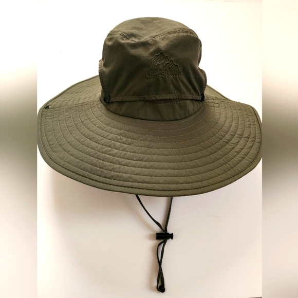 Cooltto Outdoor Unisex Olive Green Wide Brim Bucket Sun Hat Removeable Top Rim - Picture 2 of 14